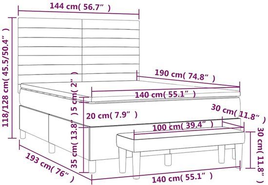 vidaXL Boxspring met matras fluweel donkergroen 140x190 cm