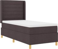vidaXL Boxspring Bed met LED-stripverlichting Donkerbruin 90 x 190 cm Stof