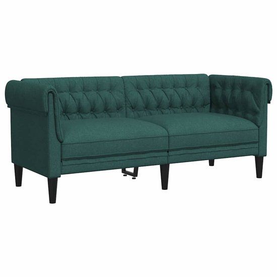 vidaXL Tweezitsbank Chesterfield-stijl stof donkergroen