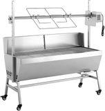 Merkloos / Sans marque Shanghai Sishun Technology Co., Ltd Rotisseriegrill met elektromotor, 38 W BBQ-spitrooster voor buiten koken, houtskoolgrill met een capaciteit van 132 lbs, verstelbare hoogteniveaus, roestvrijstalen ontwerp met wielen voor kamperen en buitengebruik