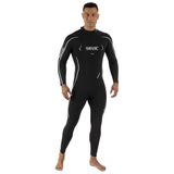 SEAC Feel-S Man UltraStretch wetsuit voor heren, 3 mm, met YKK-ritssluiting aan de achterkant, platte naden en versterkte kniebeschermers, duikpak, snorkelpak