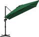 Unbranded Large Parasol Green Square Cantilever Parasol 290x290cm Polyester Aluminium Steel Water-repellent UV Protection Tiltable
