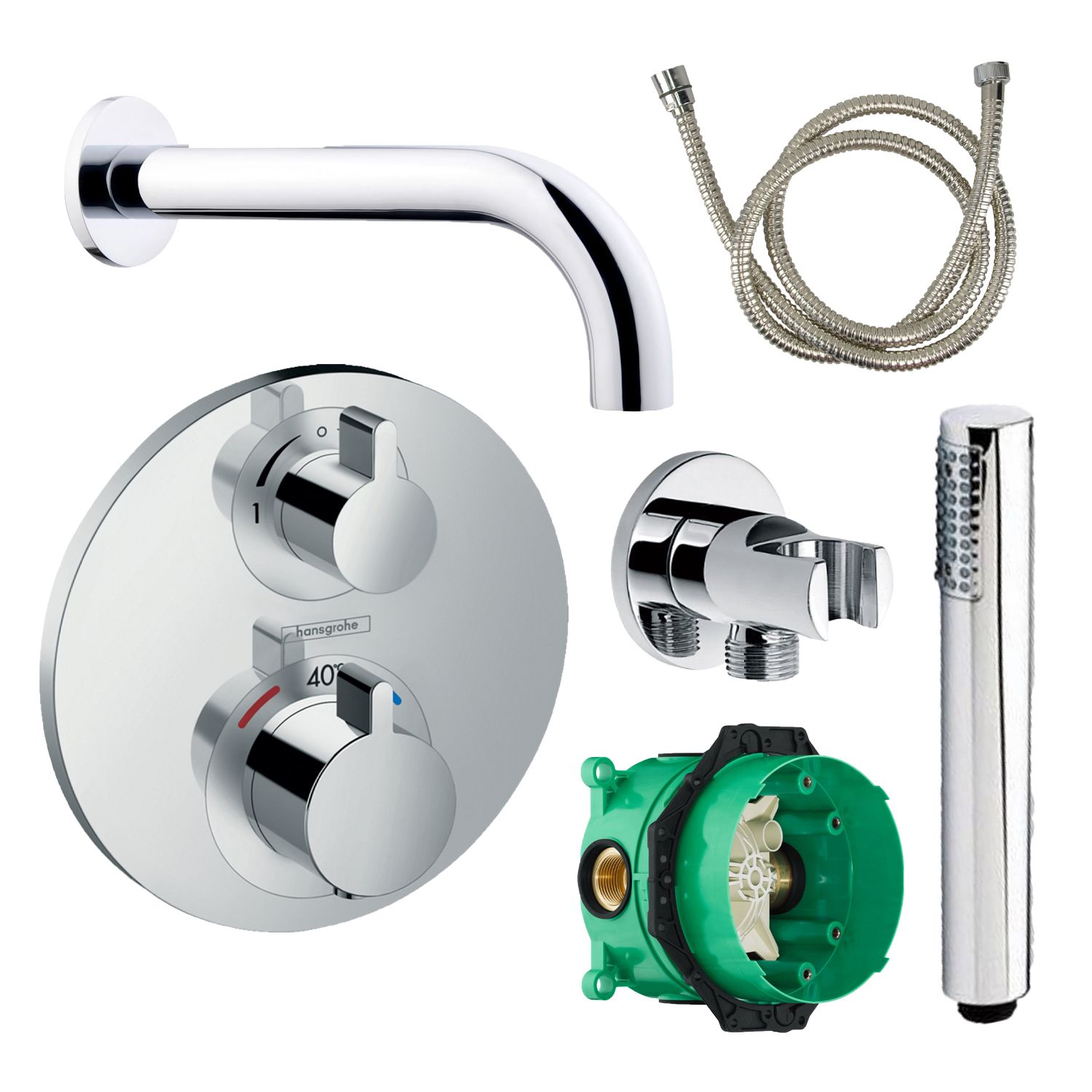 Hansgrohe Ecostat Round Badkraanset - Chroom - 8719304282013