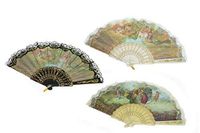Twee Esse Fan met Messen met Kant, 25 x 45 cm, Multi kleuren, One Size