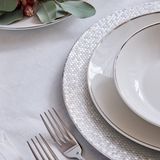 Tognana Metropolis 18-delige porseleinen servies set voor 6 personen, wit met platina accenten