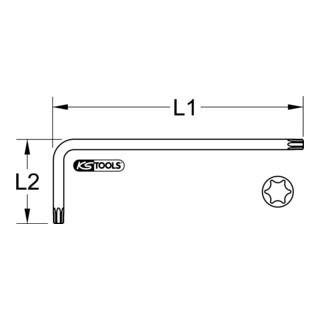 KS Tools KS Tools kogelpunt Torx L-sleutel, XL, T60, zinkgeel Aantal:1