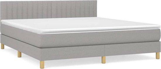 vidaXL Boxspring met matras stof lichtgrijs 160x200 cm