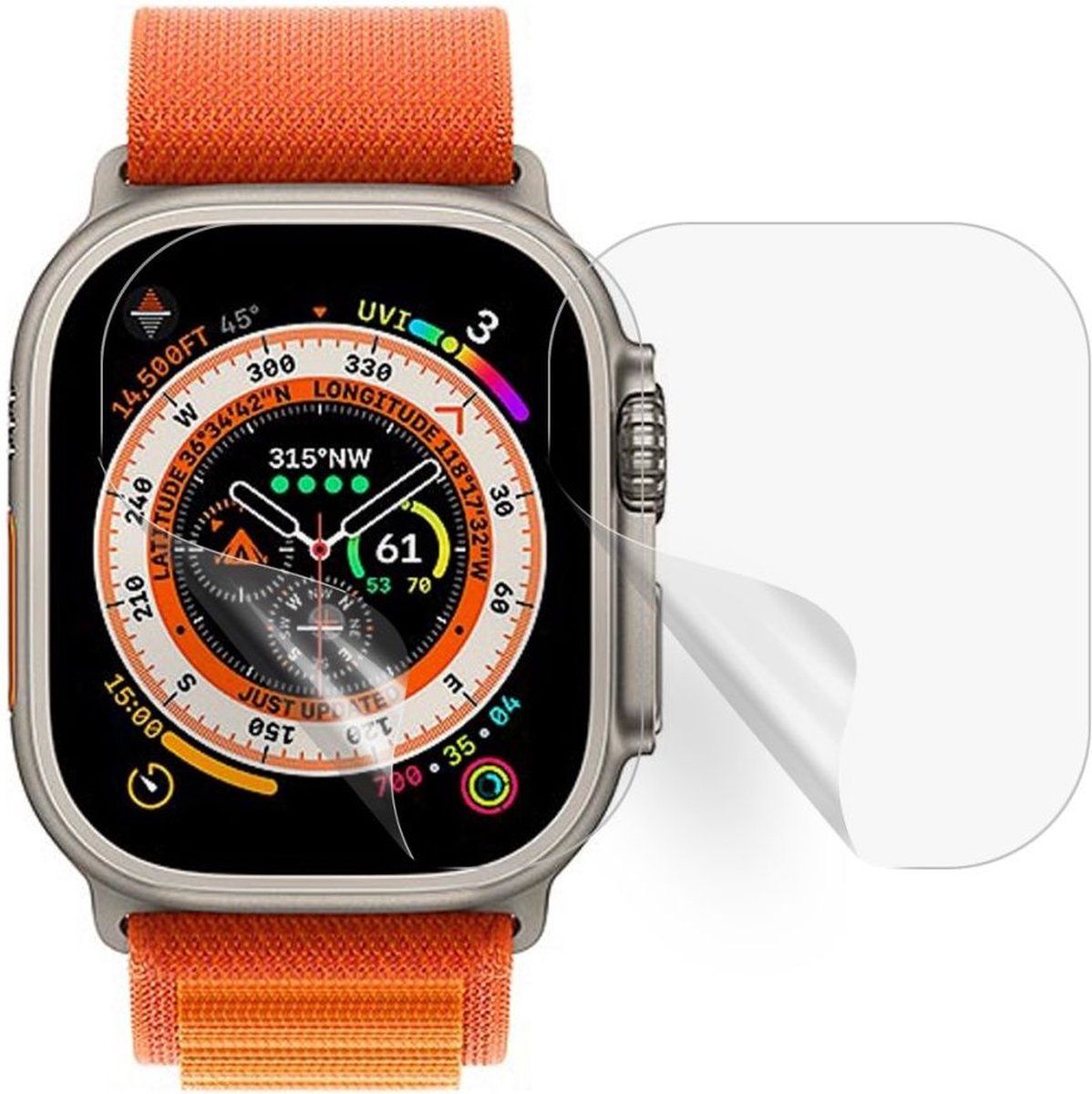 Apple Watch Ultra Screen Protector TPU Display Folie (2-Pack) - 8719246375316