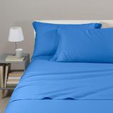 Caleffi - Dekbedovertrekset, effen, flanel, voor tweepersoonsbed, blauw