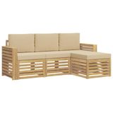 vidaXL - Buiten - bank - set - 4 - st - Wit - en - Beige - Polyester