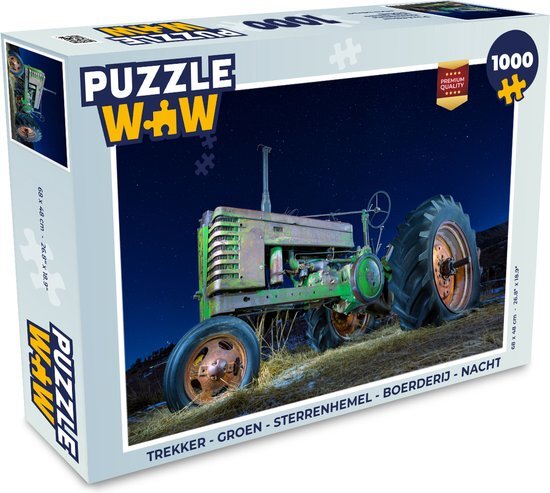 MuchoWow Puzzel Trekker - Groen - Sterrenhemel - Boerderij - Nacht - Legpuzzel - Puzzel 1000 stukjes volwassenen - Sinterklaas cadeautjes - Sinterklaas voor grote kinderen