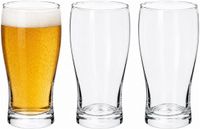 Excellent Houseware Bierglazen - set 3x - 550 ml - half hoog model - glas - 8 x 15 cm - Pils - helder transparant