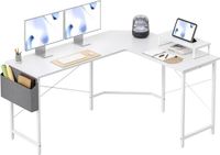 Unyqoos Famanu L-vormige computertafel, 150 x 120 cm, wit/wit