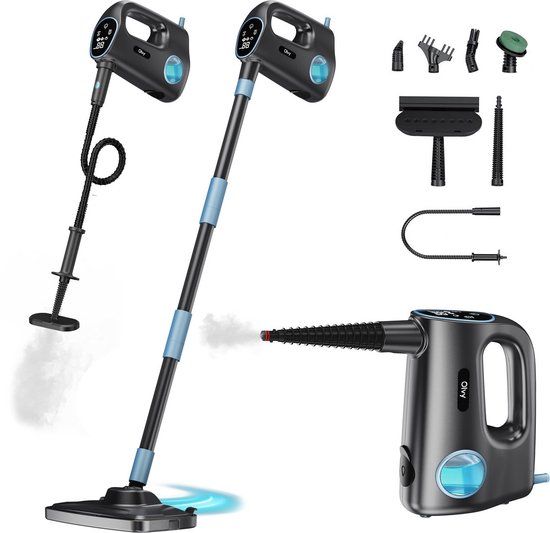 Olvy 14-in-1 Stoomreiniger - Dweilfunctie - Touchscreen - 125° Stoom – Mop - Tapijtreiniger – Vlekkenreiniger – Zetelreiniger - Handstoomreiniger – 5M Snoer