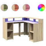 vidaXL Bureau met LED-verlichting 130x130x91 cm Hout Sonoma Eikenkleur
