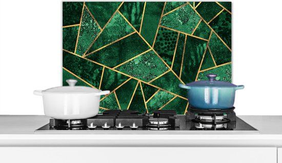 KitchenYeah Spatscherm keuken - Patronen - Goud - Groen - Edelsteen - Keuken achterwand - 60x40 cm