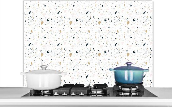 KitchenYeah Keuken Spatscherm Terrazzo - 100x65cm - Aluminium