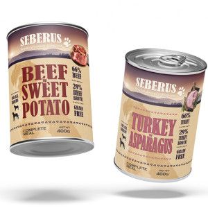 Seberus Beef & Turkey graanvrij natvoer hond - mixtray 12 x 400 g