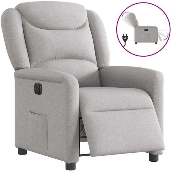 vidaXL Fauteuil elektrisch verstelbaar stof wolk grijs