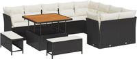 vidaXL - Tuinbank - Set - 12 - st - 9-Aantal - zitplaatsen - Zwart - en - Crème