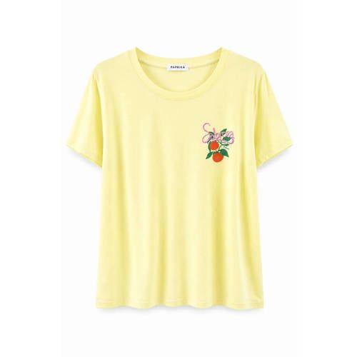 Paprika T-shirt Plus Size met backprint - geel