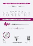 Clairefontaine 976047C Aan 2 zijden gelijmd blok Fontaine Extra Wit - 12 Vellen Extra Wit Aquarelpapier 100% Katoen Fijne Korrel - Professionele Kwaliteit A4 300g