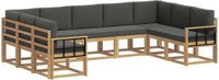 vidaXL Hoek loungeset 9-delig acaciahout wit en antracietkleurig