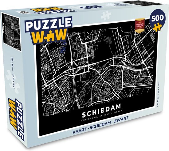 MuchoWow Puzzel Kaart - Schiedam - Zwart - Legpuzzel - Puzzel 500 stukjes