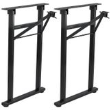 2 pieds de table métalliques, pliables, hauteur 71 cm, largeur 45 cm, noir
