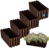 KOTARBAU® 4 st Balkonbak, Bloembak voor Balkon, Kunststof Balkonbak, 38 x 18 x 16 cm, Bruin