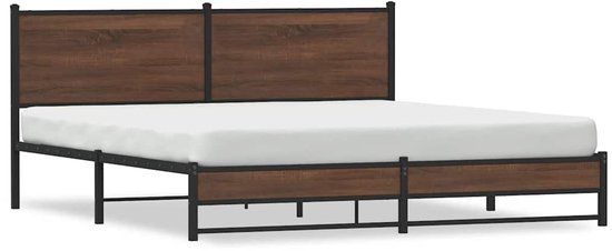VidaXL Bedframe 180x200 cm Eikenhout en Metaal Bruin
