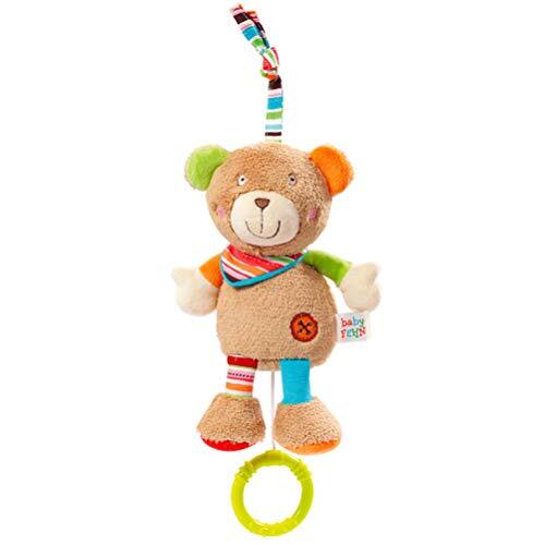 Fehn mini-muziekdoos, knuffeldier met geïntegreerd speelwerk met zachte melodie voor het ophangen aan kinderwagen, babyschaal of bed, voor baby's en peuters vanaf 0 maanden Teddy, Oskar Teddy, Oskar