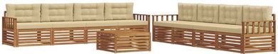 vidaXL Buiten bank set 9 st Natuurlijk en Beige