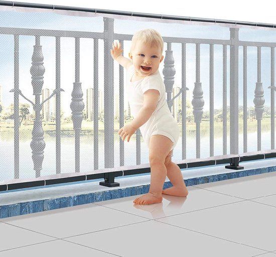 Veiligheidsnet wit voor kinderen en huisdieren - 200 x 77 cm - Baby beschermings net voor balkon en trap