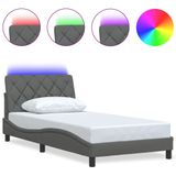 VidaXL Bedframe met LED zonder matras 100x200 cm stof donkergrijs