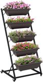 Outsunny Bloemenstandaard-Staal, kunststof-65L x 67B x 145H cm-Koffiebruin
