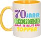 Bellatio Decorations Mok 70 jaar - geel - dikke pech dus - 300 ml - keramiek
