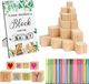 Babyshower-spelset - Set van 55 - Babyfeestspelset - 30 bouwblokken - Beschilderen babyparty in 4 maten - 24 acrylverfmarkers en 1 speelbord