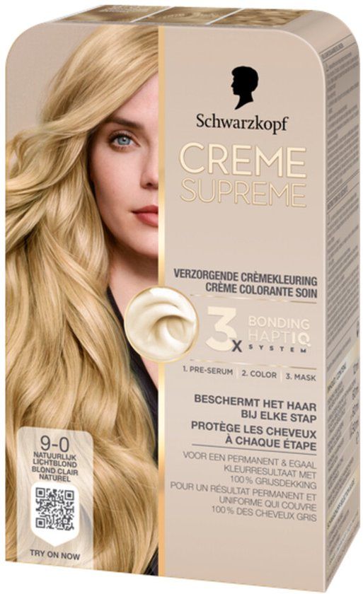 Schwarzkopf Creme Supreme 9-0 Natuurlijk Lichtblond Permanente Haarverf