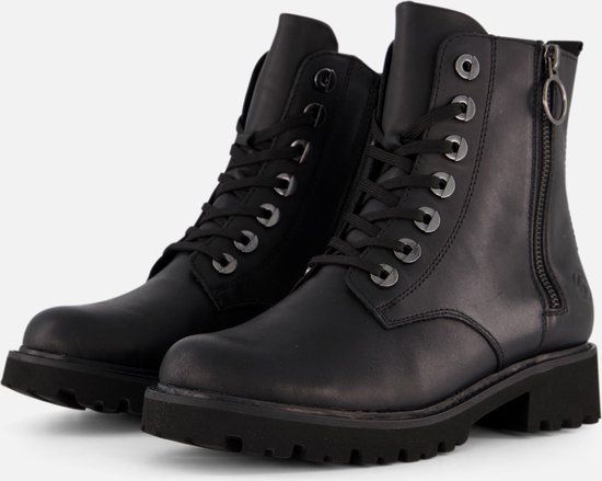 Remonte Dames Veterboot - Zwart - Maat 40 - Biker Boots - Leer - Herfst/Winter 2022