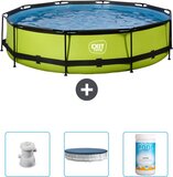 EXIT Rond Lime Frame Zwembad - 360 x 76 cm - Inclusief Pomp, Afdekzeil & Chloor