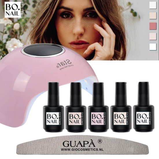 GUAPÀ BIAB Builder Gel In A Bottle Nagelset | Inclusief Led Lamp Nagels | Gelnagels Starterspakket | Nagellak | Gellak | Builder Gel | 5 x 15 ml BIAB met kleur