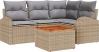 vidaXL Tuinbank Set 5-delig Beige/Lichtgrijs Polyrattan
