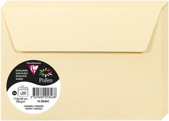 Clairefontaine 5446C Envelop C6 (114 x 162 mm) Wit 20 Stuks
