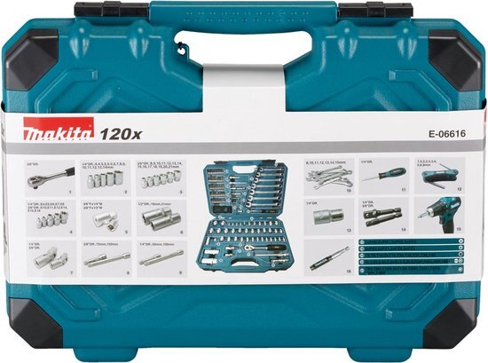 Makita E-06616 120-delige Gereedschapset in koffer