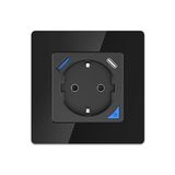 Extralink SMART LIFE PRISE MURALE 230V + CADRE SIMPLE, WIFI, 1 X USB A, 1 X USB C, Noir