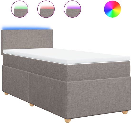 vidaXL Boxspring met matras stof taupe 100x200 cm