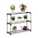 Relaxdays plantenrek, 3 etages, voor bloem- & plantenpotten, binnen, metaal & kunststof, HxBxD: 72 x 91 x 28 cm, zwart