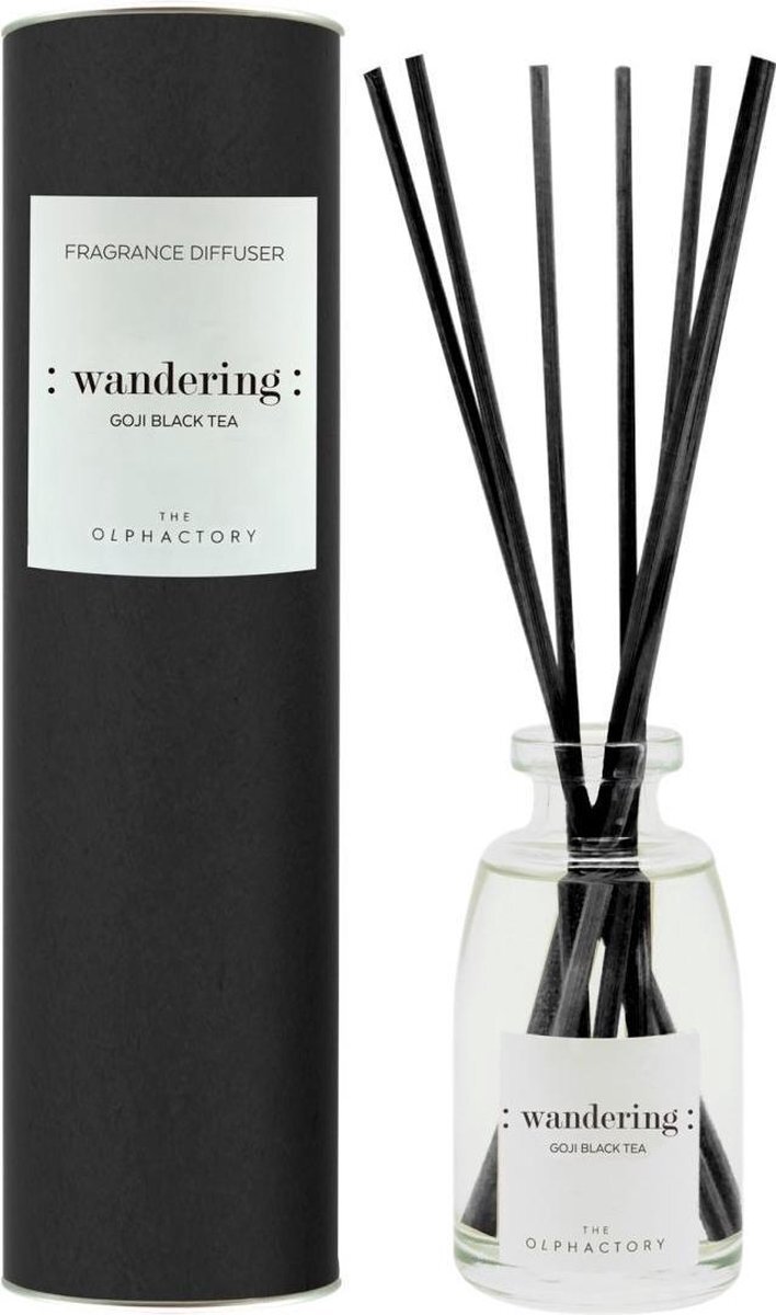 The Olphactory Luxe Geurstokjes Reed Diffuser #wandering - goji bessen zwarte thee jasmijn vanille