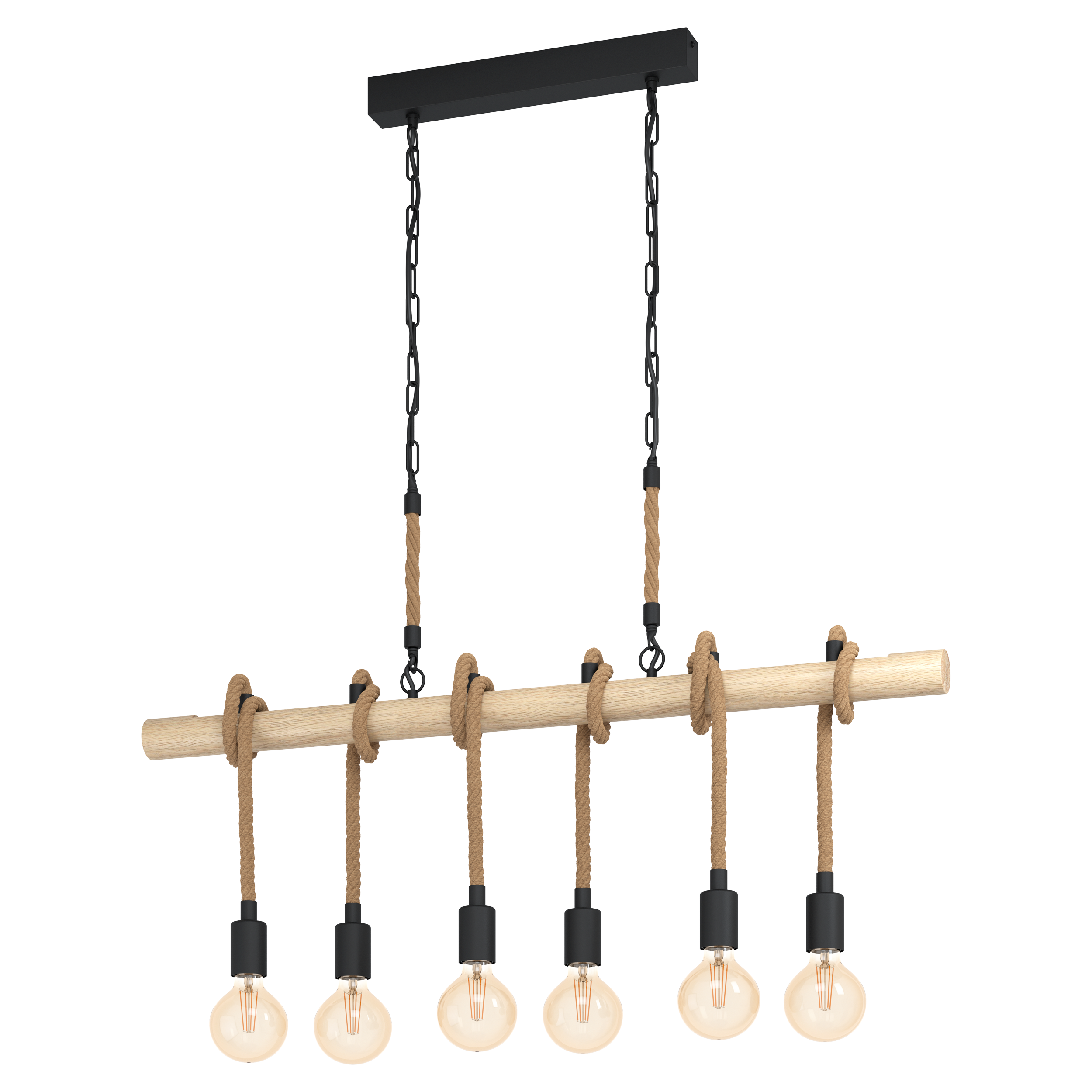 EGLO Youngstown Hanglamp - E27 - Zwart/Bruin - 100 cm
